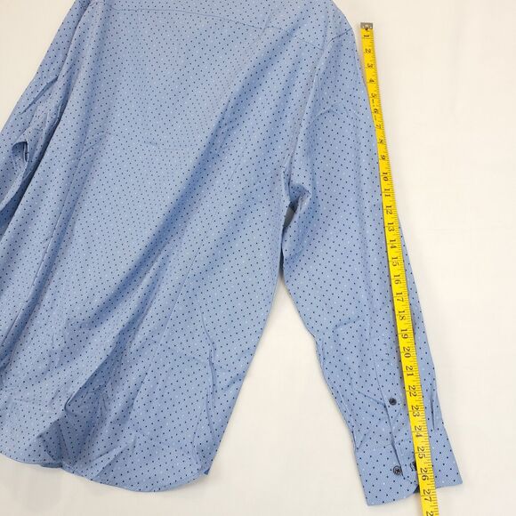 WRK Work Rest Karma Geo Dot Dress Shirt 4 Way Stretch Flip Cuff Men 18 Blue - Picture 8 of 13
